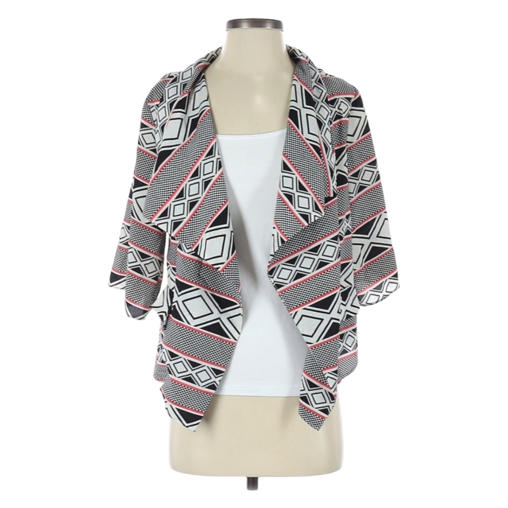 Anthro Aryn K. Kimono Blouse Size S Open Waterfall Front‎ Southwest Aztec Jacket